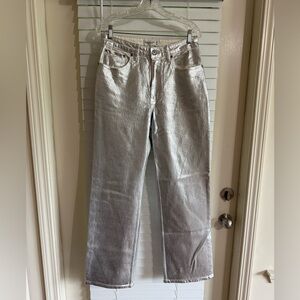 Abercrombie & Fitch Silver Metallic High-Rise Jeans
